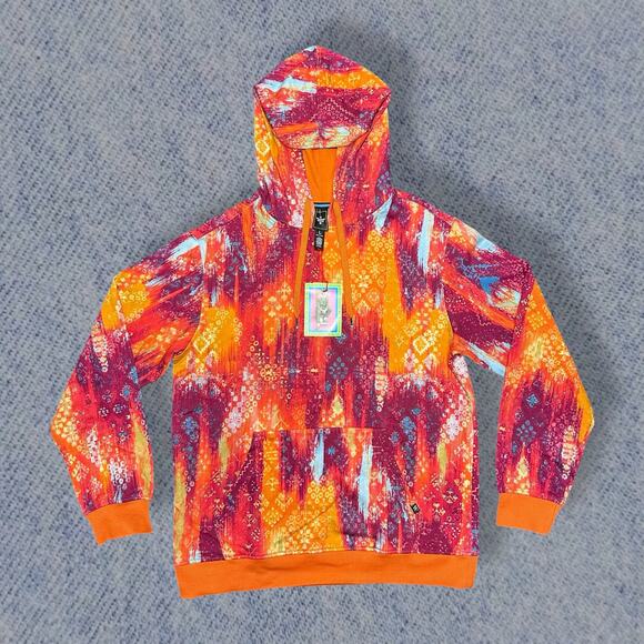 Houston White Abstract Print Orange & Purple Hoodie – Men’s Size Large - Picture 1 of 5